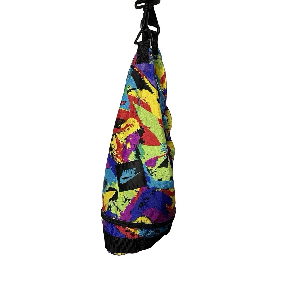 Vintage Nike Y2K 90s Colorful Windbreaker Nylon Swingpack Backpack Gym Bag Retro
